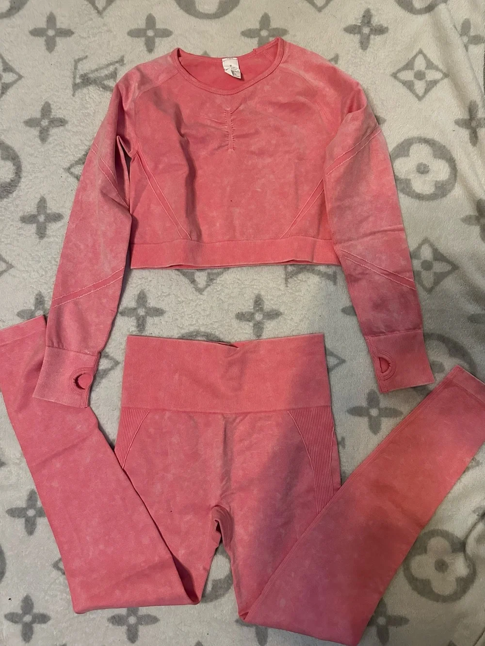 Pink Seamless Cropped Active Set - Top & Leggings